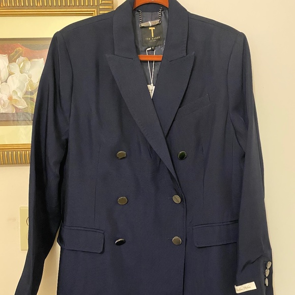 NWTTed Baker Oversized Blue Arval Relaxed Peaked Lapel Db Blazer - Size 8 - Picture 10 of 16